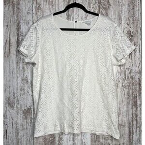 Market & Spruce LACE Layered Blouse Shirt Top Large XXL Ivory BACK ZIP